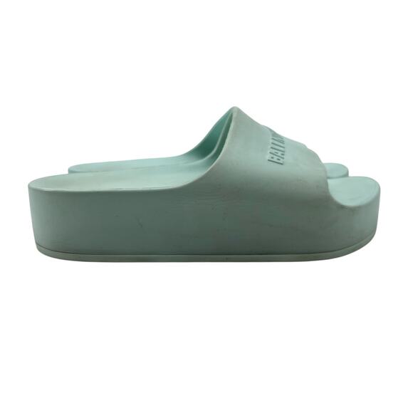 Balenciaga Womens 6 Sandals Chunky Rubber Slip On Slides Platform Minty Burst - Picture 1 of 13